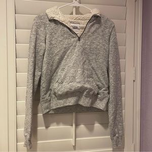 Hollister Sherpa Grey Zip Up Hoodie